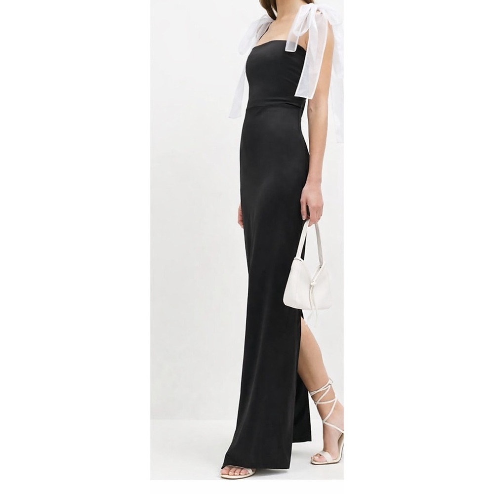 New Reformation Kacia Satin Bow Strap Dress